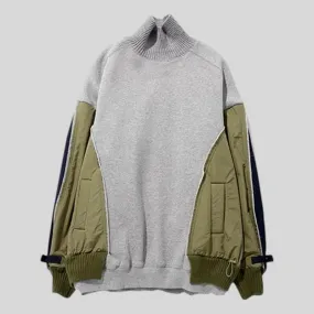 Hit Color Patchwork Loose Turtleneck Casual Sweatshirt