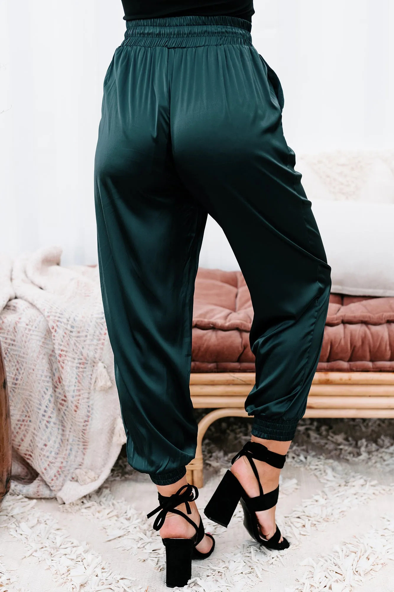 Hit The Jackpot Satin Joggers (Dark Teal)