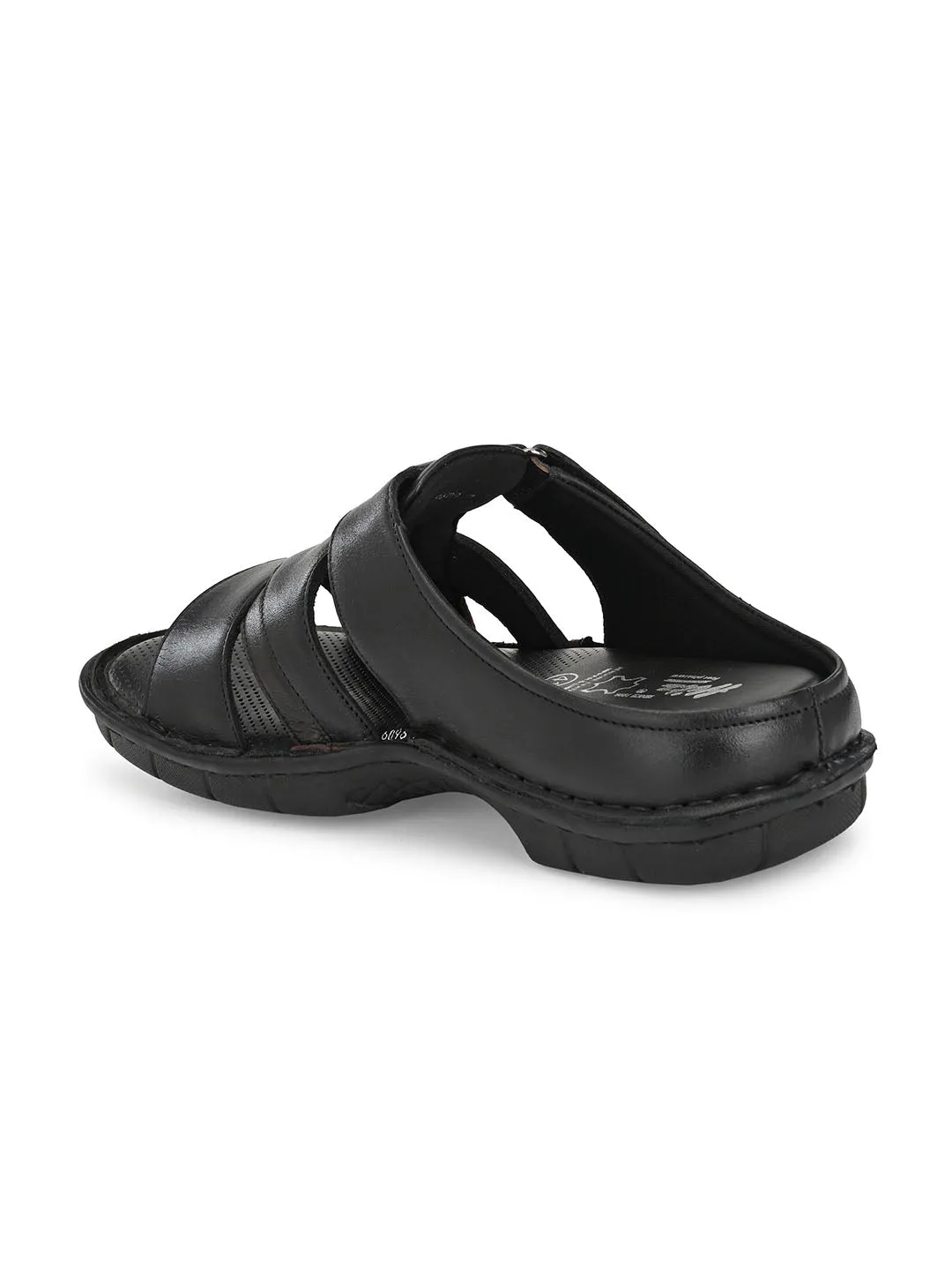 HITZ9609 Men's Black Leather Casual Open Slipper