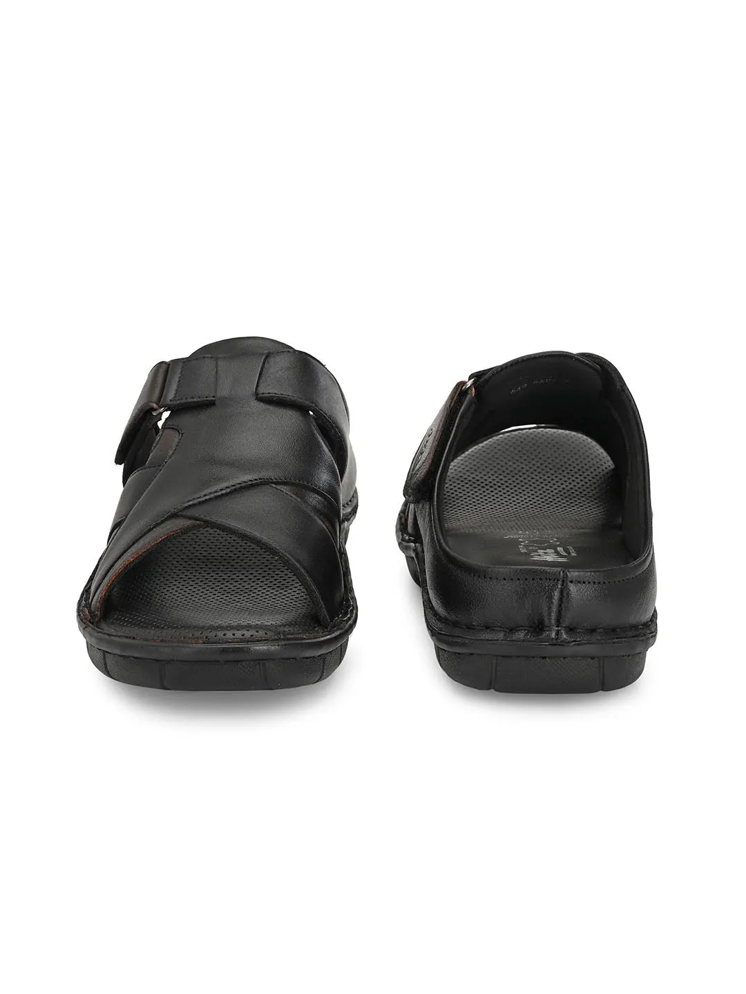 HITZ9609 Men's Black Leather Casual Open Slipper