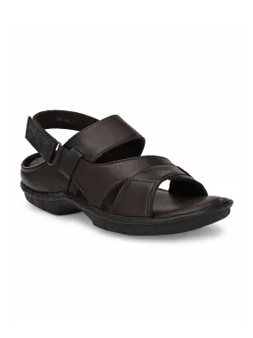 HITZ9611 Men's Brown Leather Casual Velcro Sandals