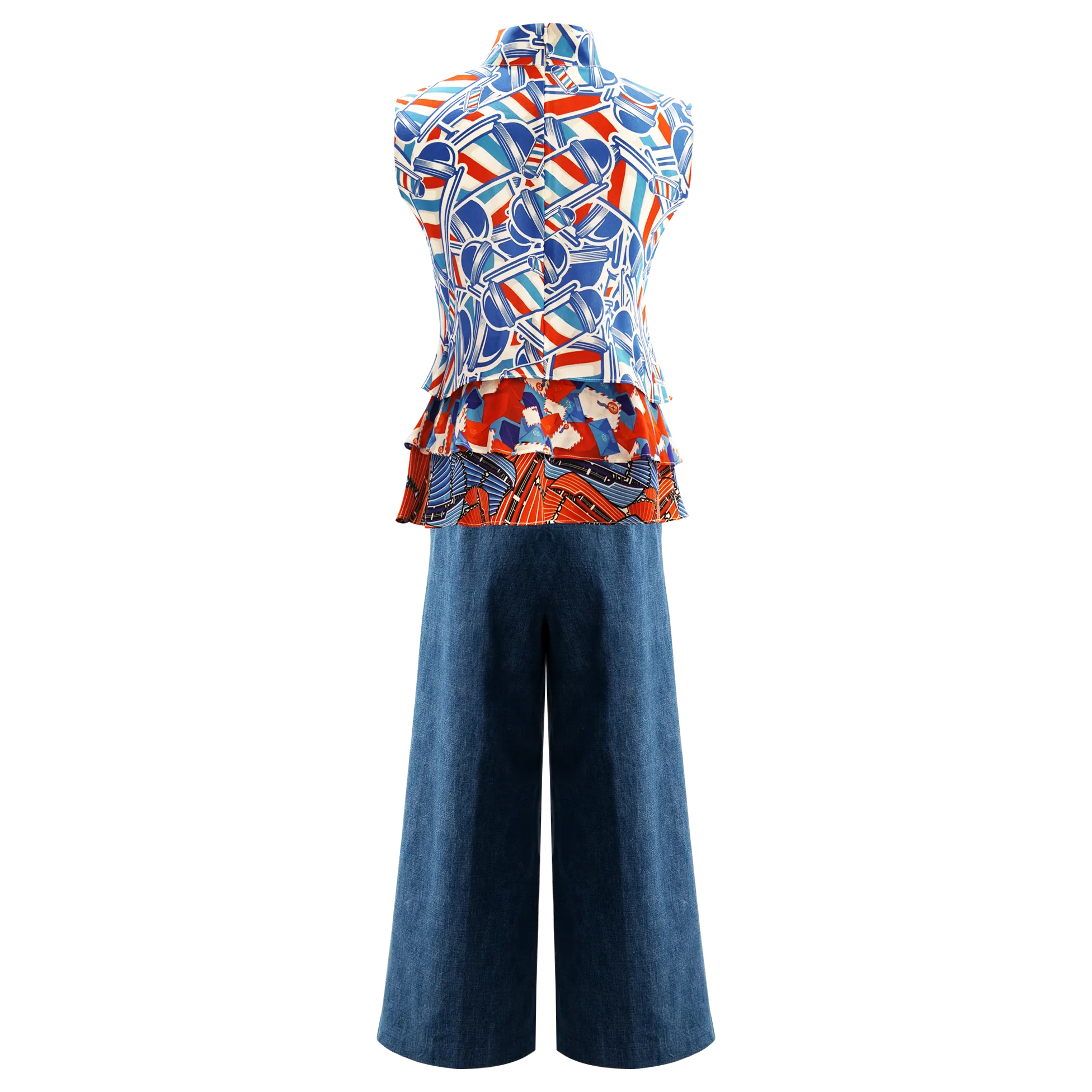 【HK CLASSIC】Silk Cheongsam Tank Top (紅白藍)