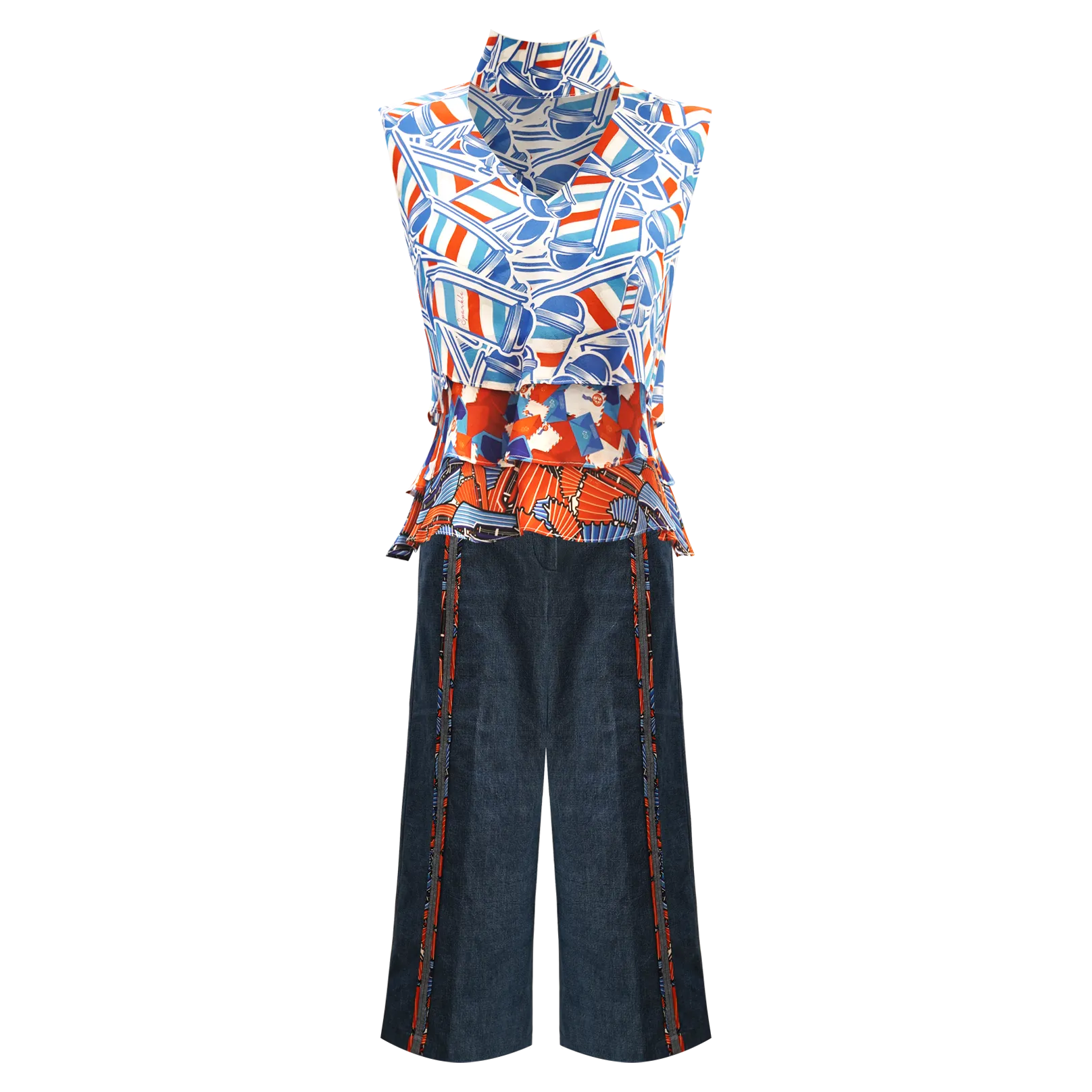 【HK CLASSIC】Silk Cheongsam Tank Top (紅白藍)