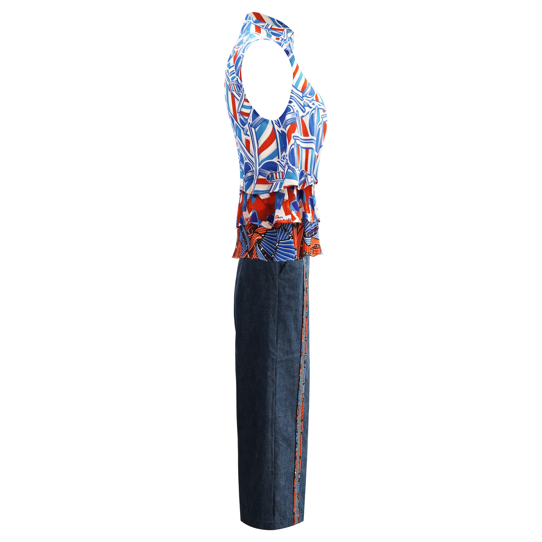 【HK CLASSIC】Silk Cheongsam Tank Top (紅白藍)