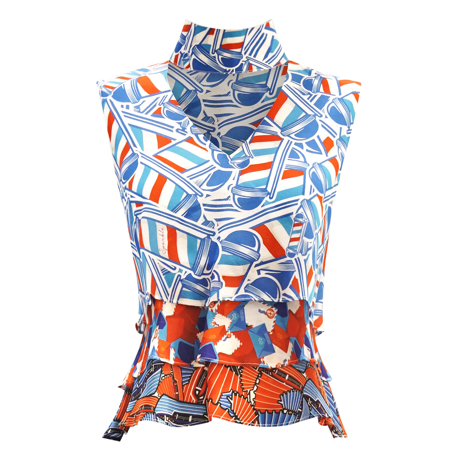【HK CLASSIC】Silk Cheongsam Tank Top (紅白藍)