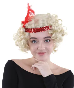 Hollywood Feather Flapper Womens Wig | Blond Character Cosplay Halloween Wig | Premium Breathable Capless Cap