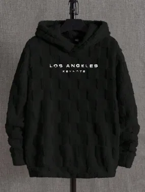 Hooded Plush Sweatshirt With Letter Embroidery