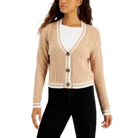 HOOKED UP - Long Sleeve Cable-Knit Button-Front Cardigan