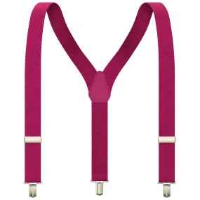Hot Pink Slim Suspenders for Men & Women Boys & Girls Y-back Shape 1 inch wide