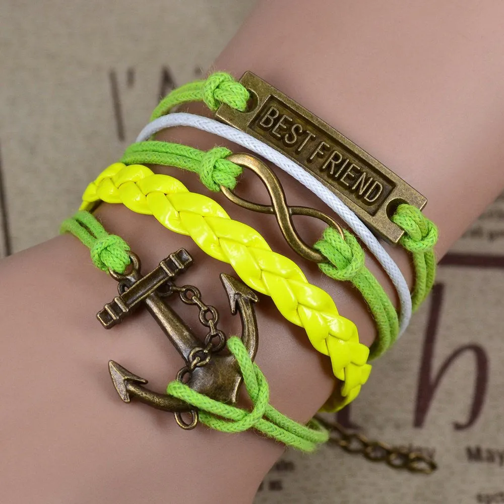 Hot Sale Women Vintage Anchors Rudder Rectangle Cross Leather Bracelet Multilayer Bracelets Hunger Games Charm Bracelet