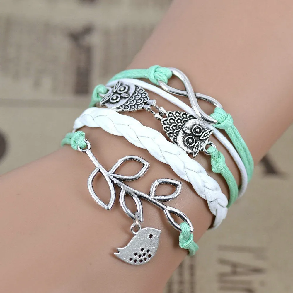 Hot Sale Women Vintage Anchors Rudder Rectangle Cross Leather Bracelet Multilayer Bracelets Hunger Games Charm Bracelet