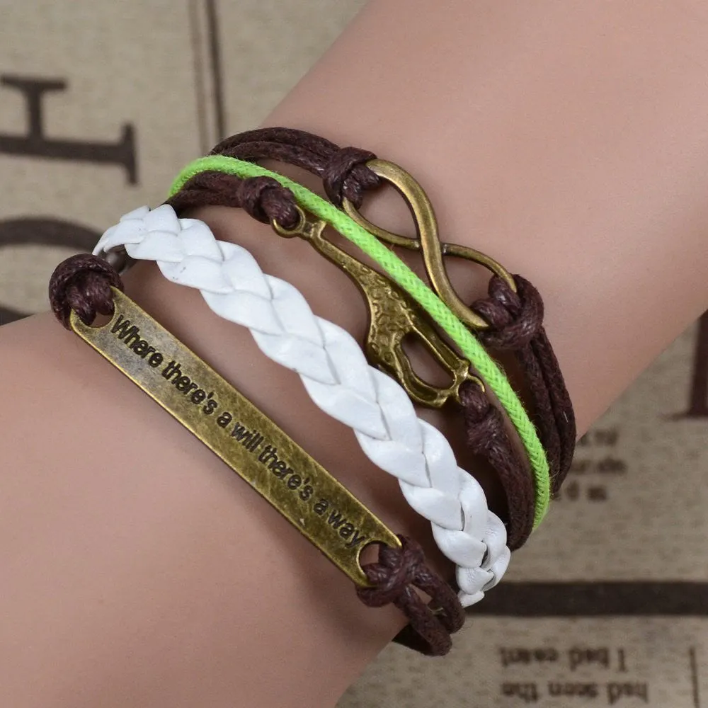 Hot Sale Women Vintage Anchors Rudder Rectangle Cross Leather Bracelet Multilayer Bracelets Hunger Games Charm Bracelet