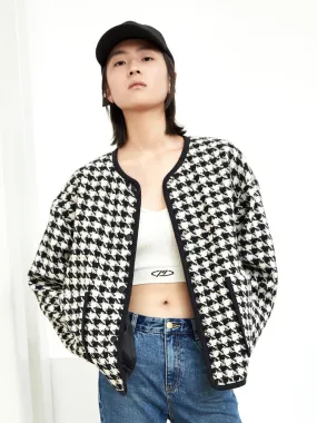 Houndstooth Collarless Jacket