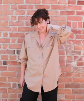House Blouse in Sand Raw Silk