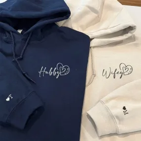 Hubby & Wifey Matching Hoodies – Personalized Couple Date Hoodies for Anniversary Gifts