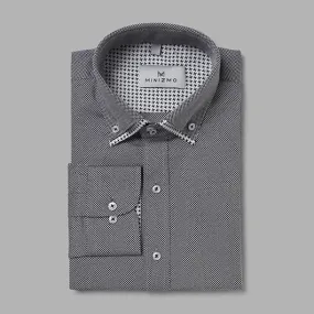 Hue Formal Grey Shirt with Contrast Double Collar