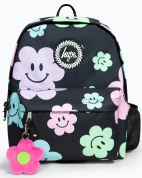 Hype Black Happy Flowers Badge Backpack