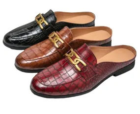 il lusso M - Crocodile Pattern Leather Mules backless loafers/Slippers for Men