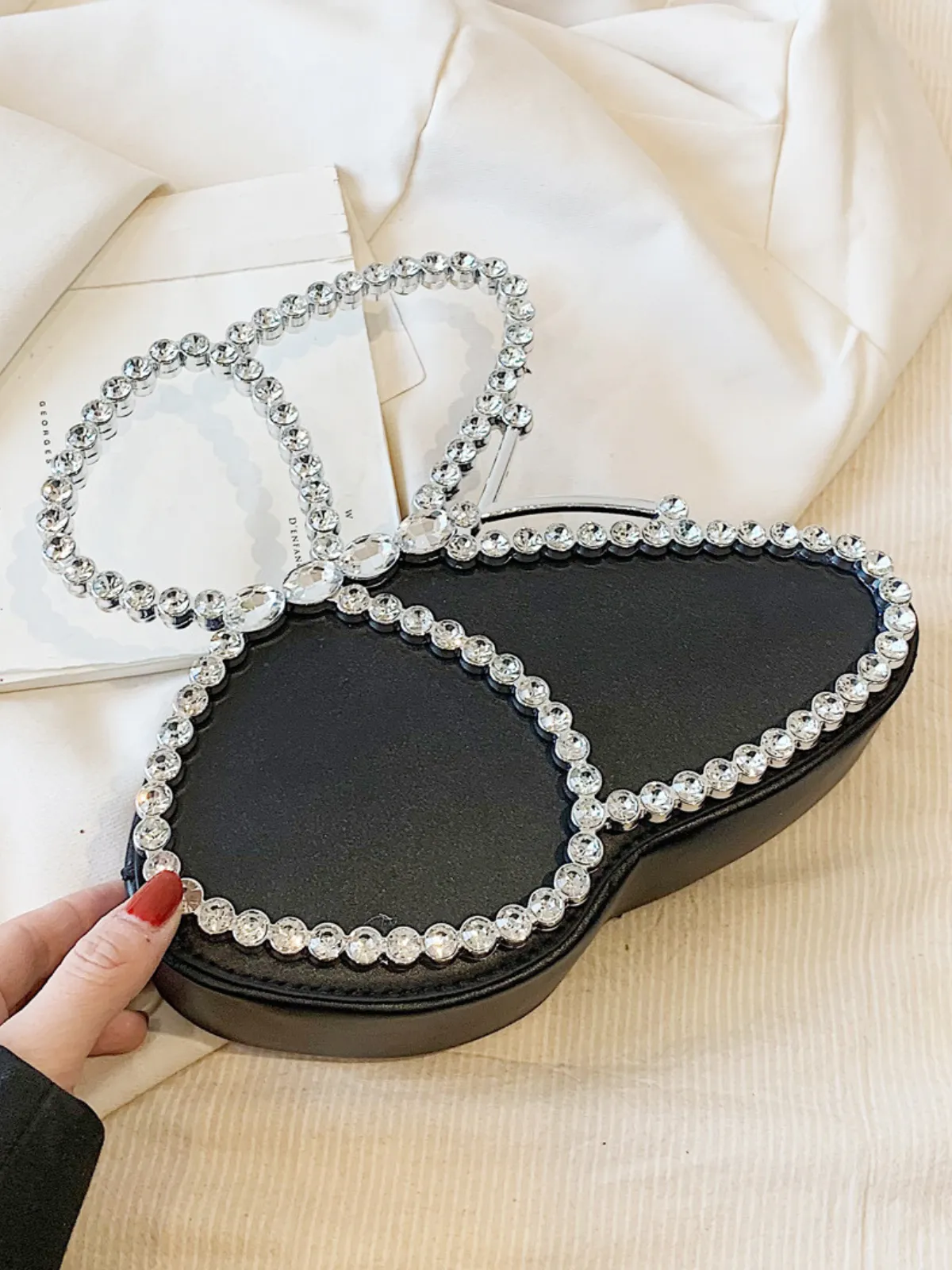In Fluttering Fashion Crystal-Embellished Butterfly Clutch Bag
