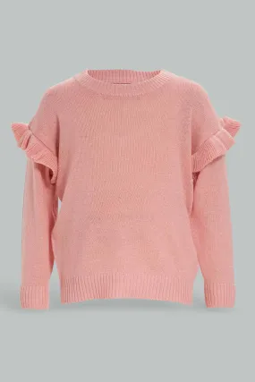 Infant Girls Pink Solid Knit Pullover