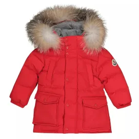 Infants Moncler Red Fur Down Parka