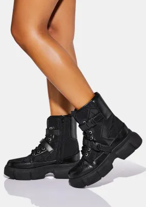 Ink In The Crowd Combat Boots