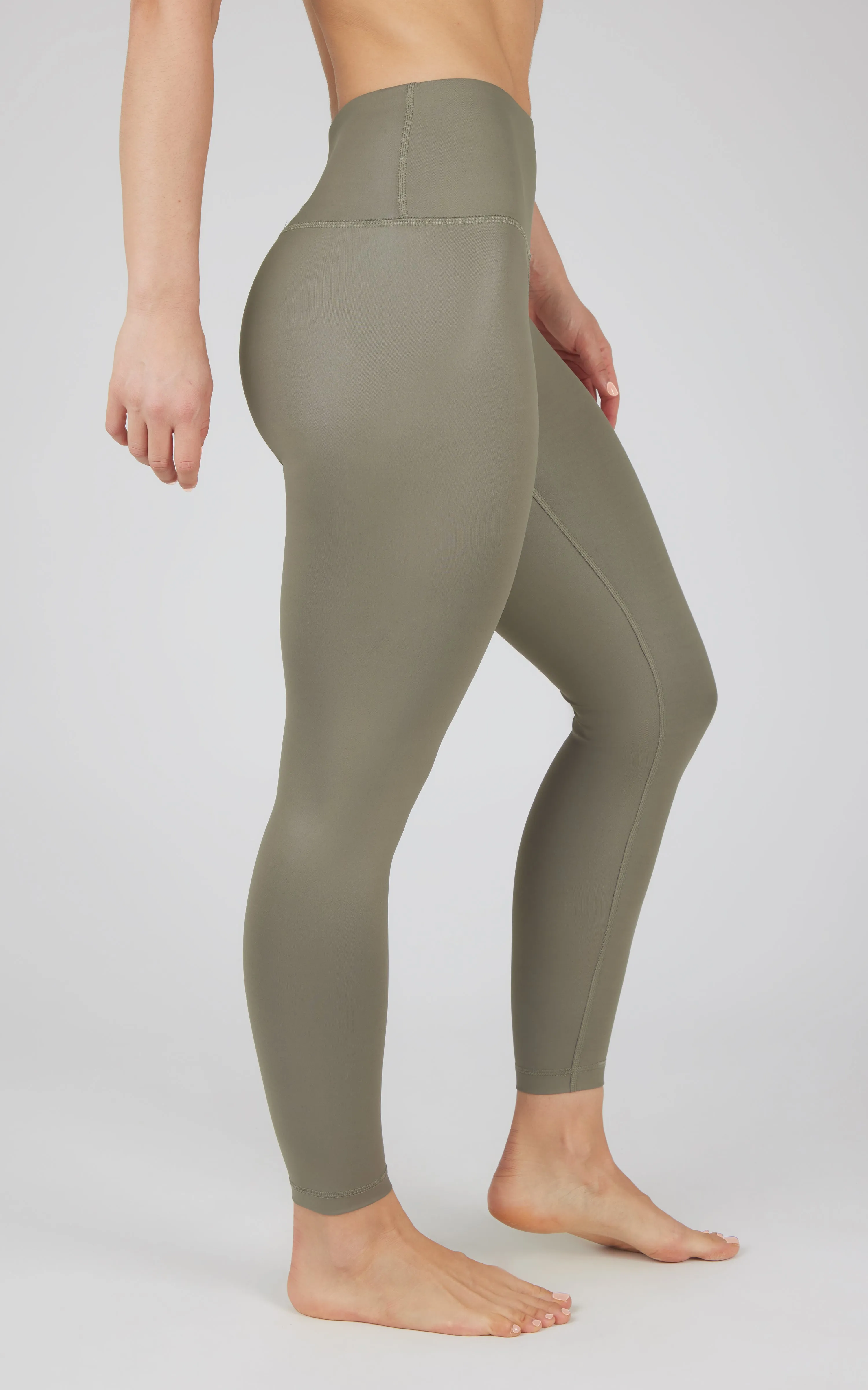 Interlink Faux Leather High Waist Cire Ankle Legging
