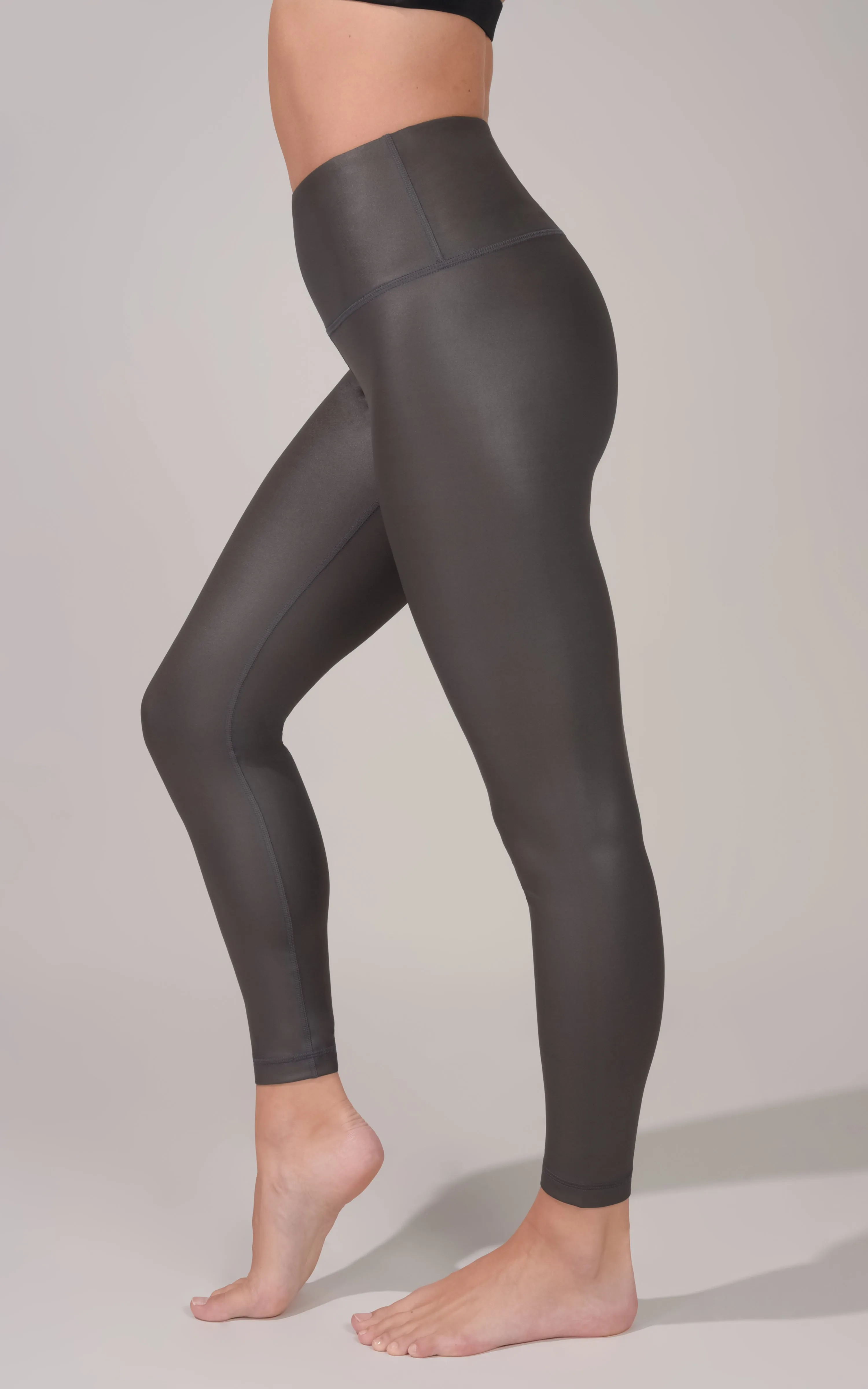 Interlink Faux Leather High Waist Cire Ankle Legging