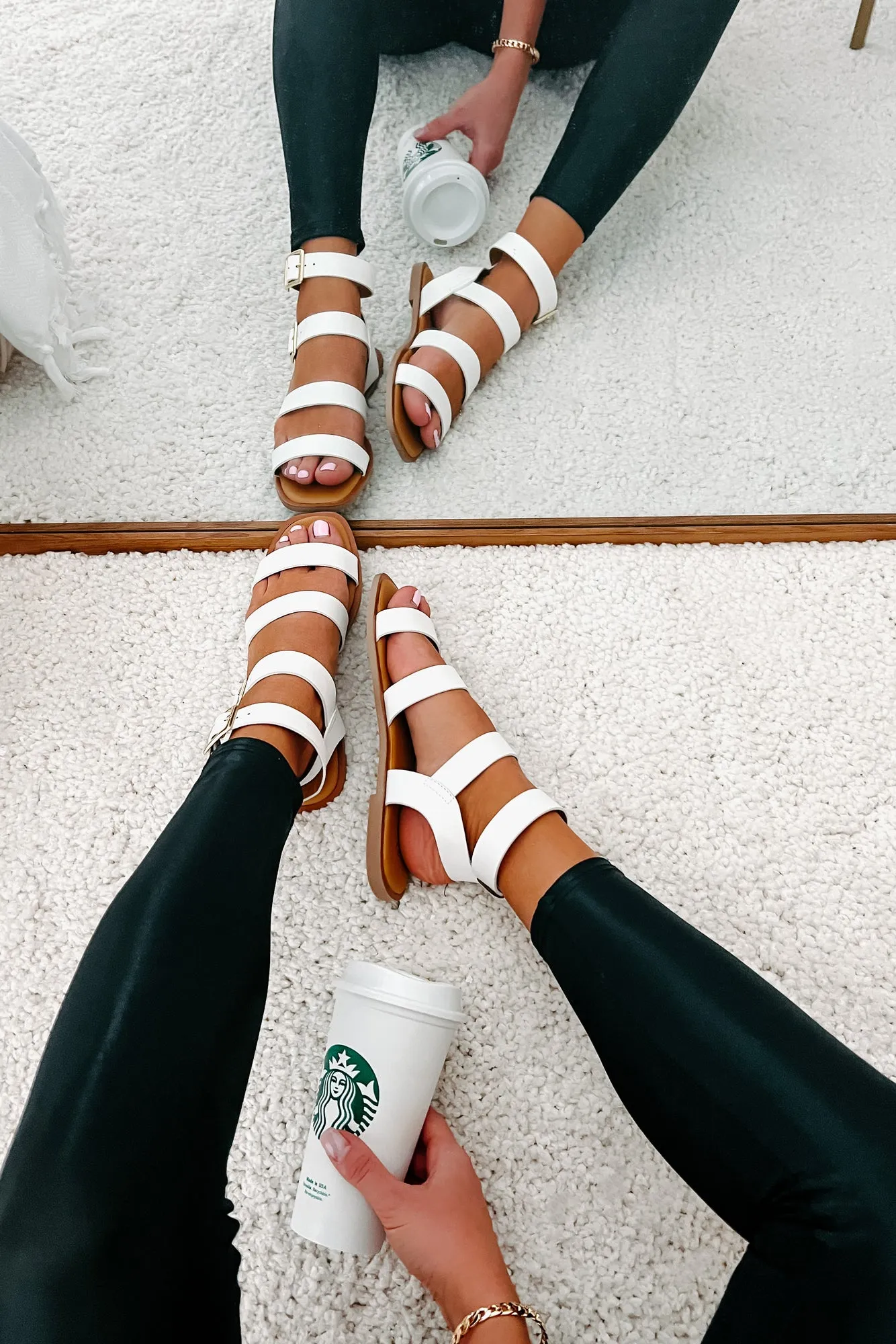 Into The Arena Strappy Gladiator Sandals (White)