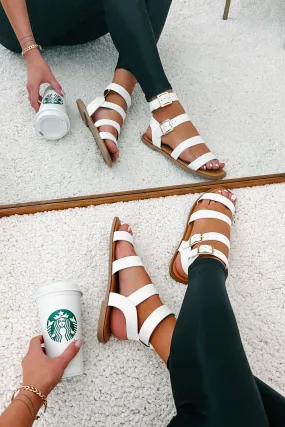 Into The Arena Strappy Gladiator Sandals (White)