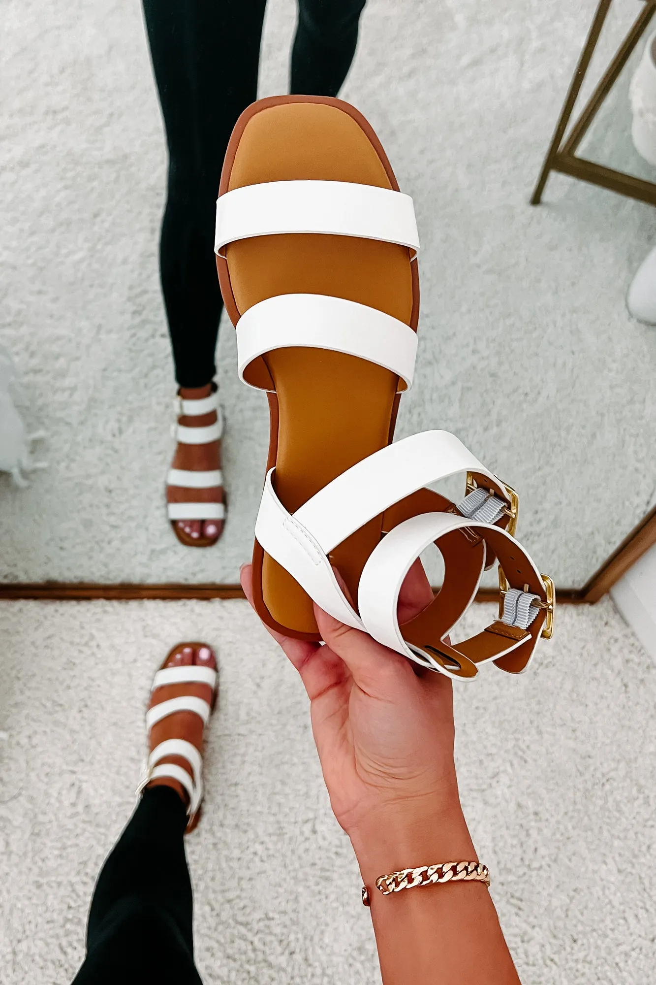 Into The Arena Strappy Gladiator Sandals (White)