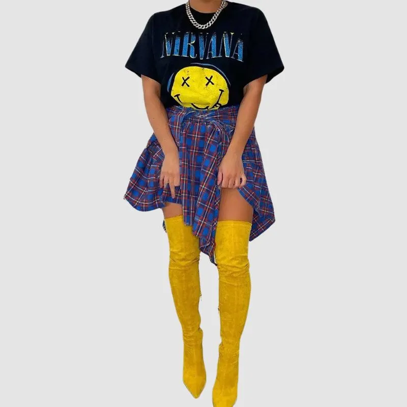 Irregular Plaid Shirt Skirts