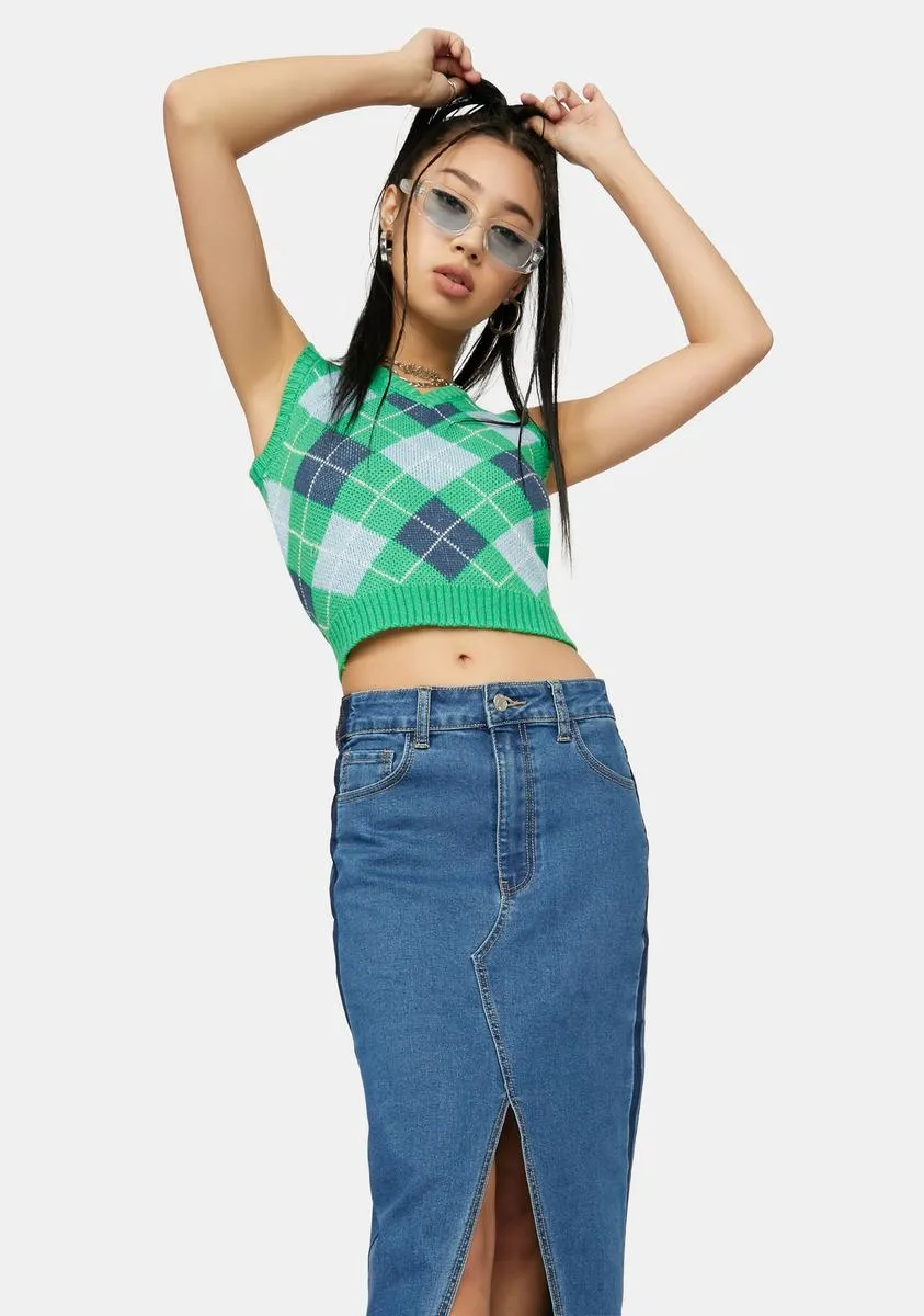Isle Edge Of Heaven Cropped Argyle Vest