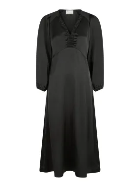 Isobel Heavy Sateen Dress - Black