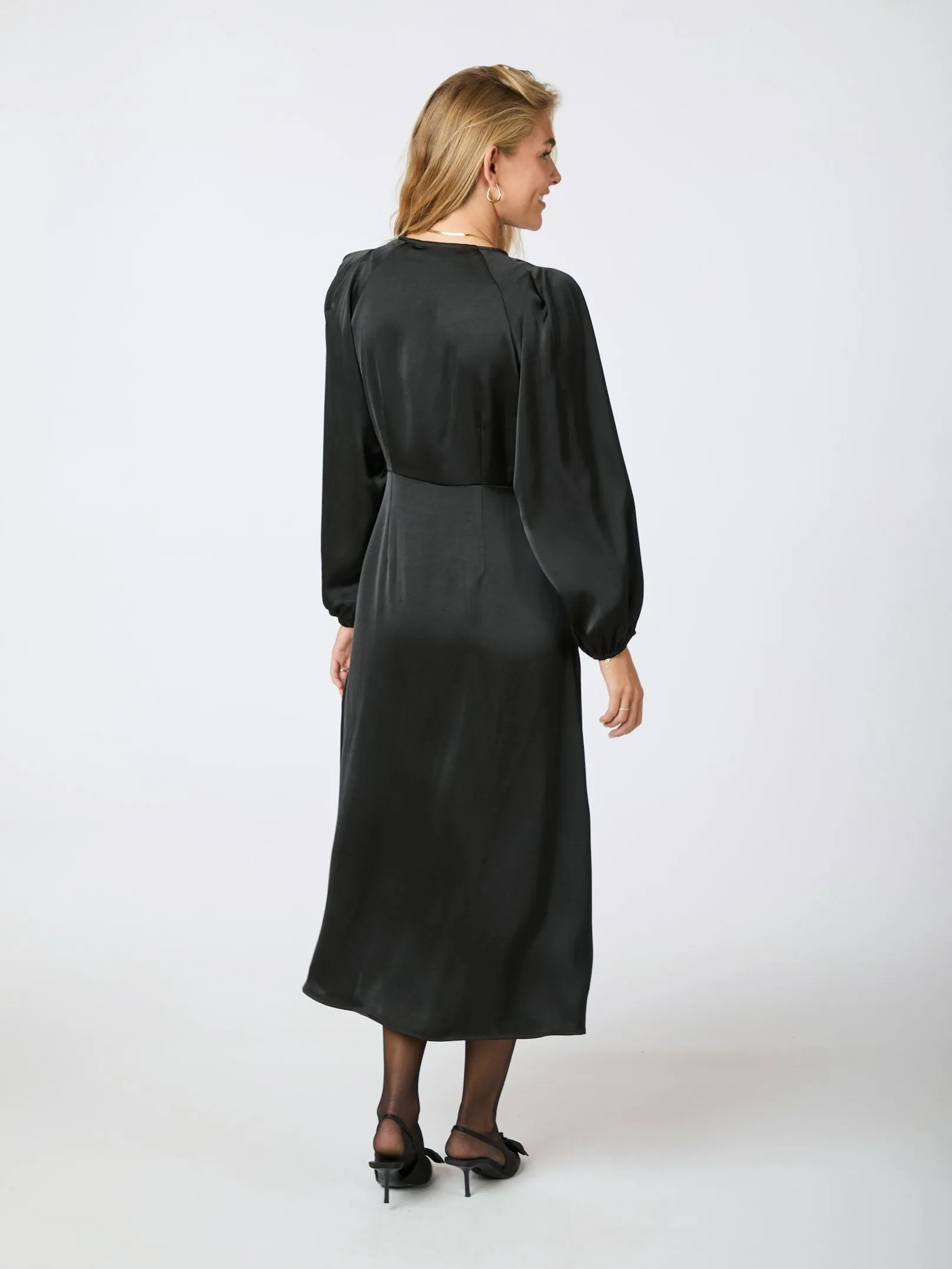 Isobel Heavy Sateen Dress - Black
