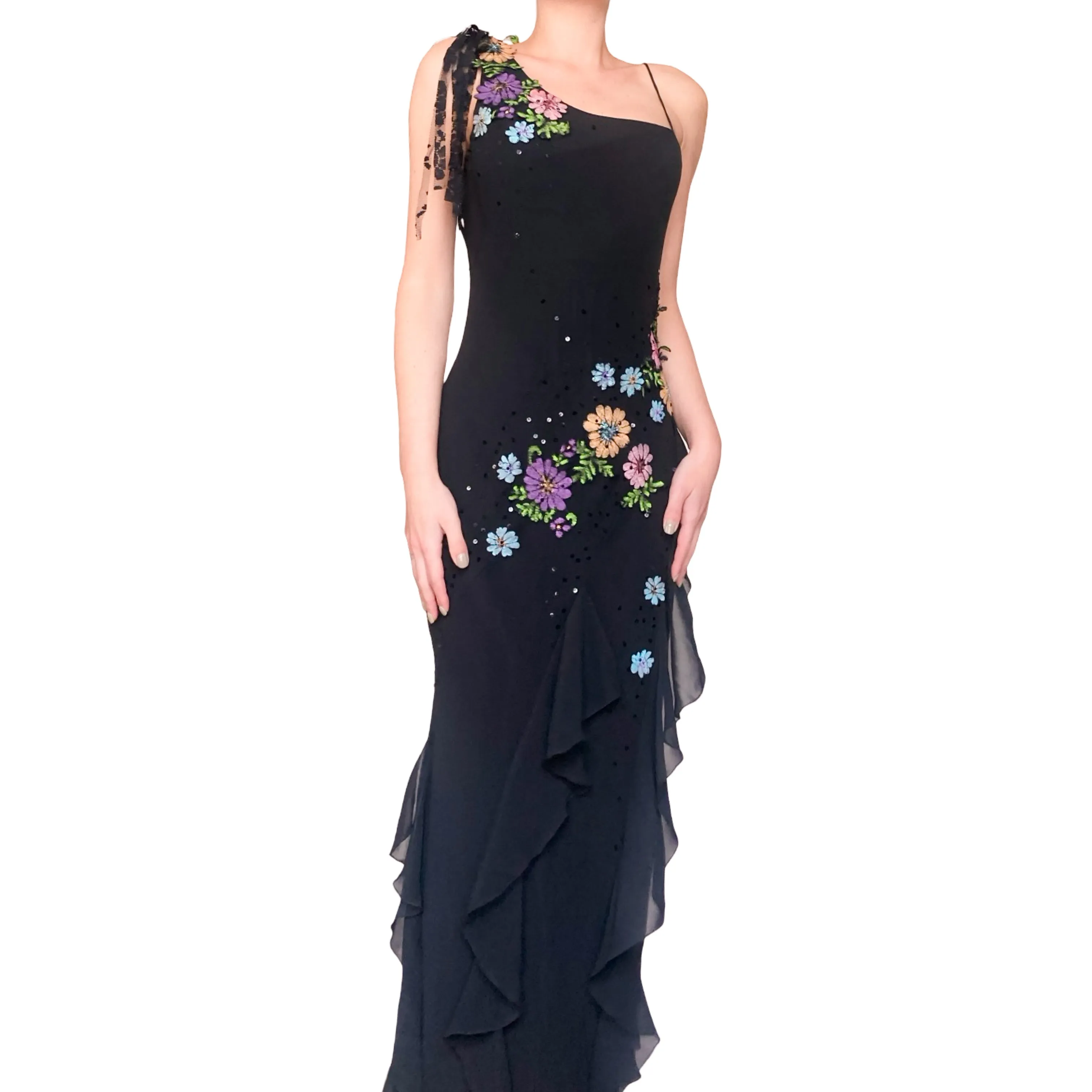 Italian Designer 2000s asymmetrical silk dress