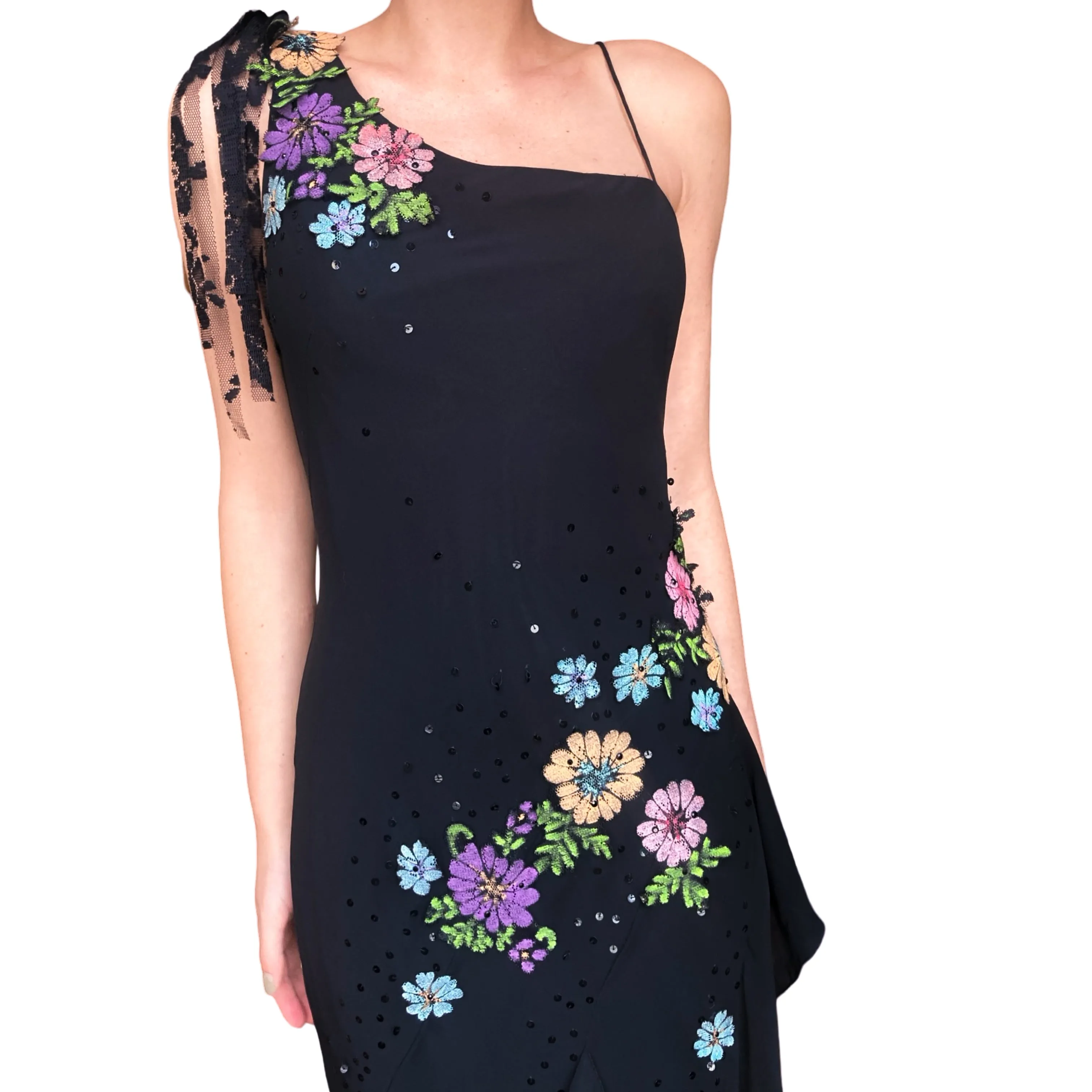 Italian Designer 2000s asymmetrical silk dress
