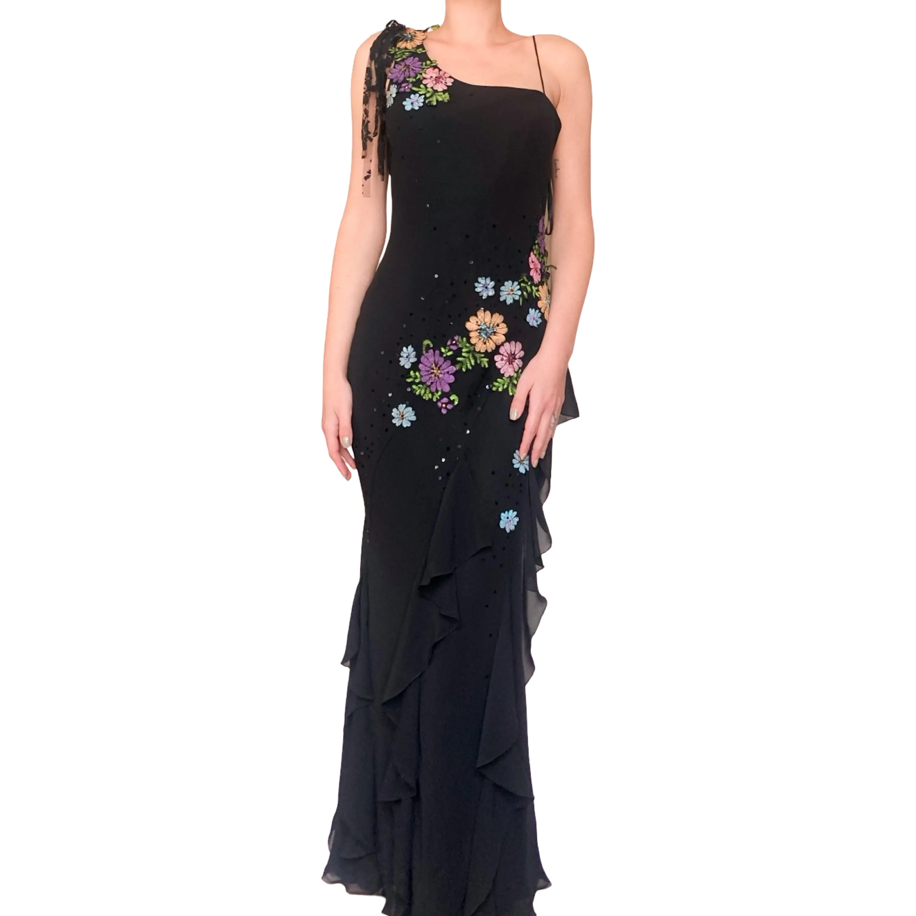 Italian Designer 2000s asymmetrical silk dress