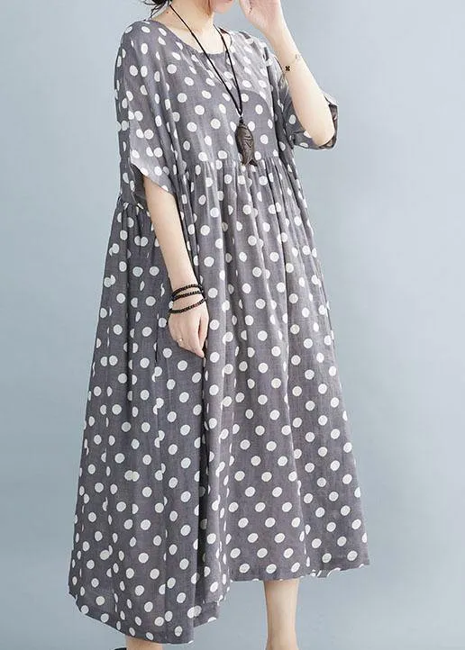 Italian Grey Dot Patchwork Summer Party Dresses