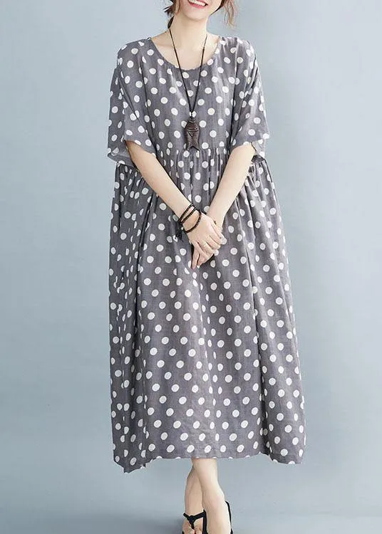 Italian Grey Dot Patchwork Summer Party Dresses