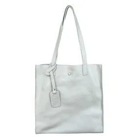 Italian Leather Shopper Tote Bag in Cream