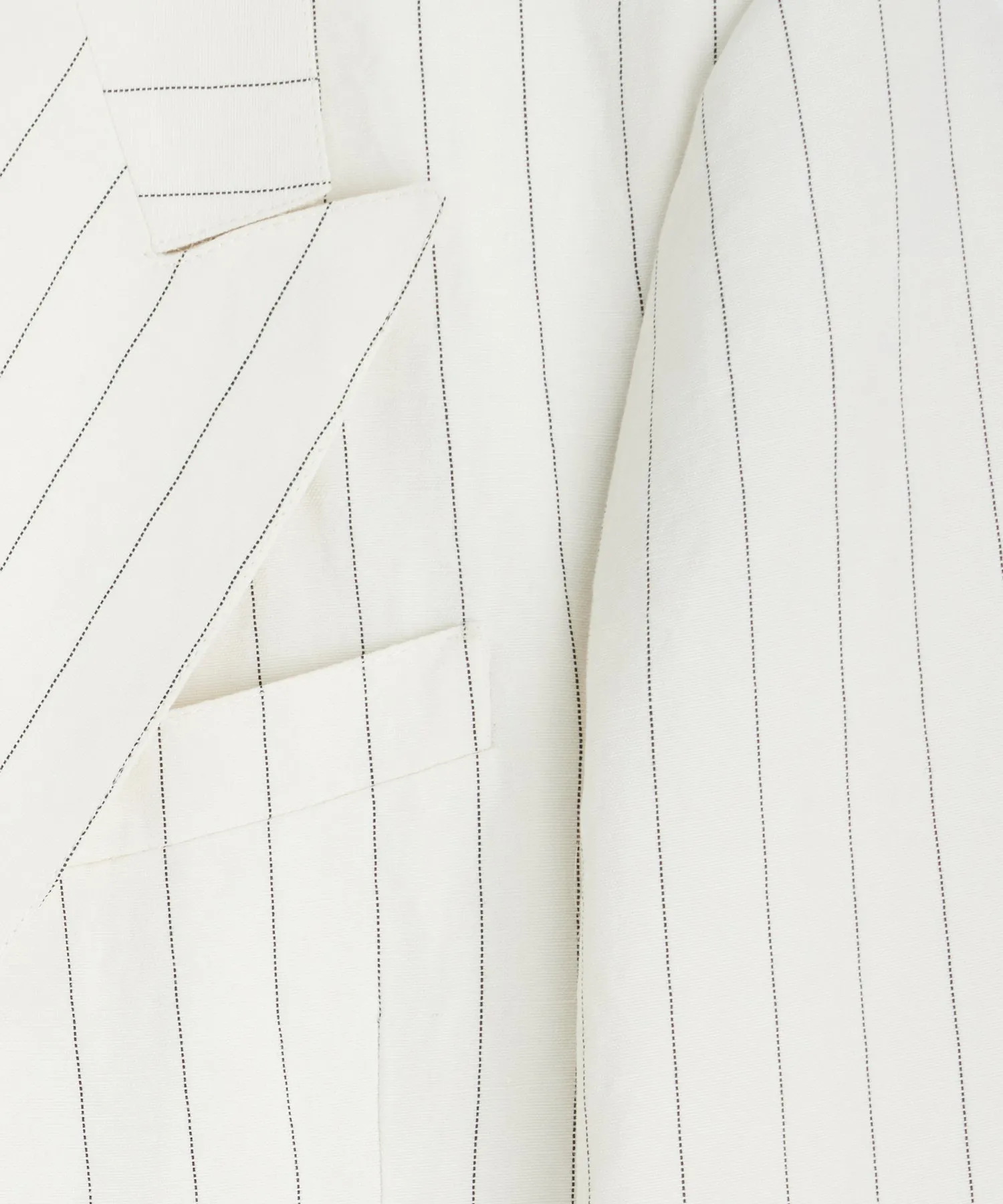 Italian Linen Wythe Jacket in White Pinstripe