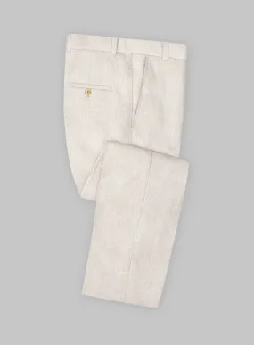 Italian Prato Beige Sharkskin Linen Pants