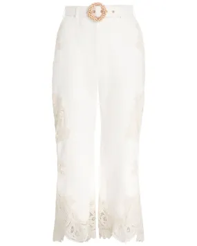 Ivory Embroidered Laurel Pant