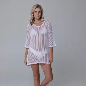J Valdi Bora Scoop Neck Tunic Coverup - White