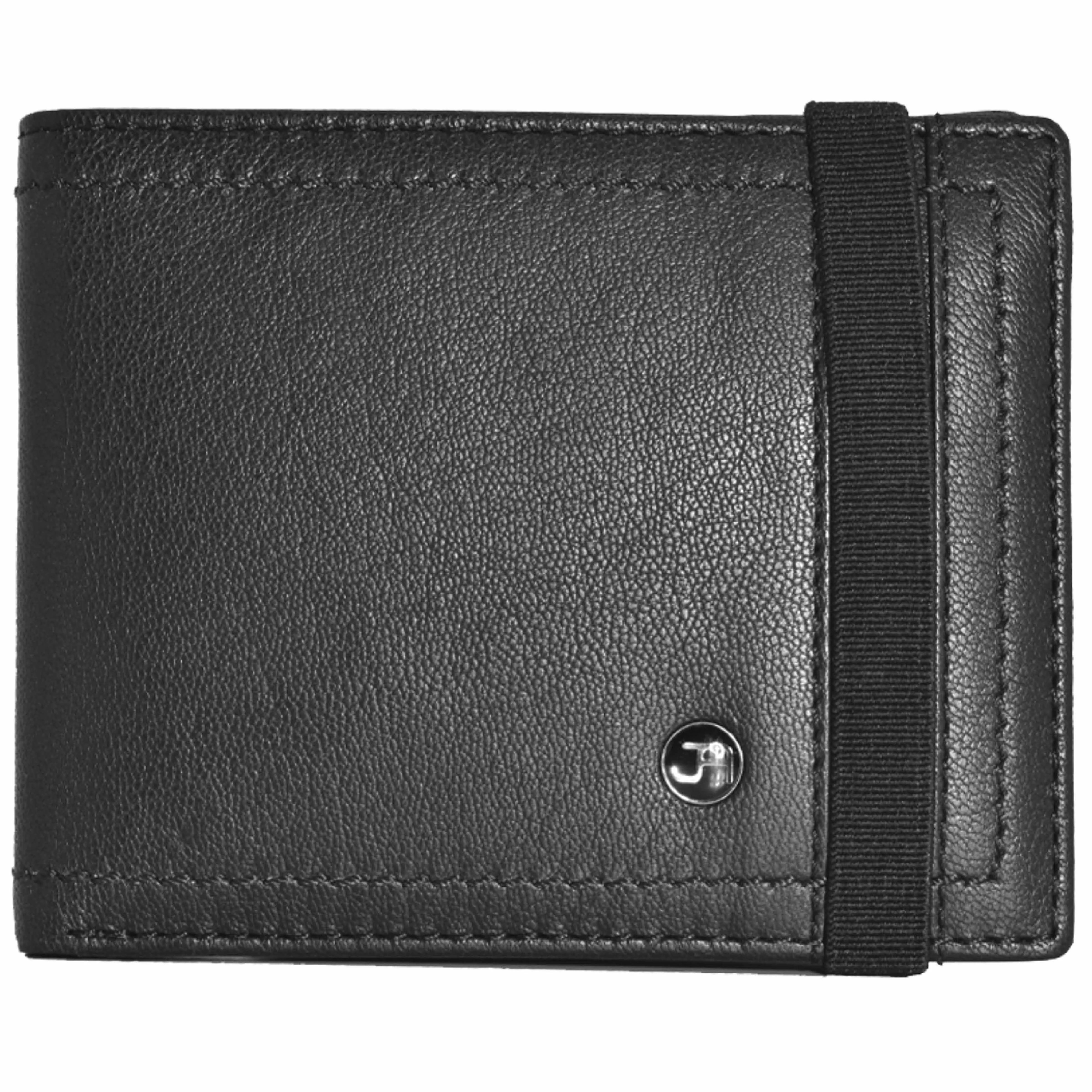 Jack Abrahams Goat Nappa Leather Bi-Fold Slim Compact Wallet Black