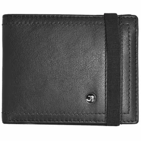 Jack Abrahams Goat Nappa Leather Bi-Fold Slim Compact Wallet Black