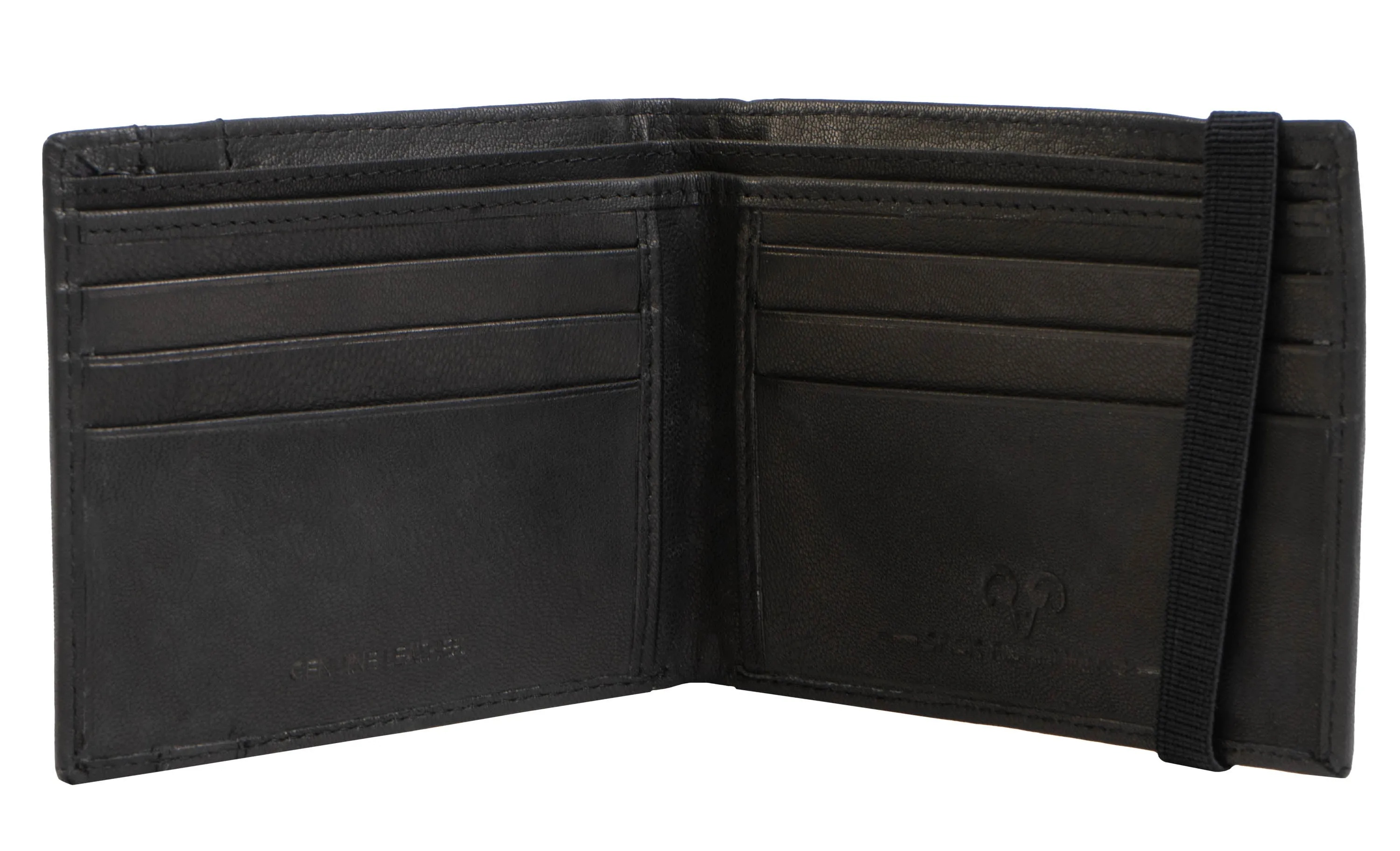 Jack Abrahams Goat Nappa Leather Bi-Fold Slim Compact Wallet Black