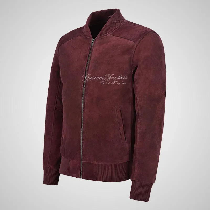 JACK Maroon Suede Bomber Jacket Varsity Suede Jacket