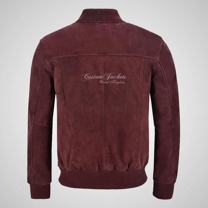 JACK Maroon Suede Bomber Jacket Varsity Suede Jacket